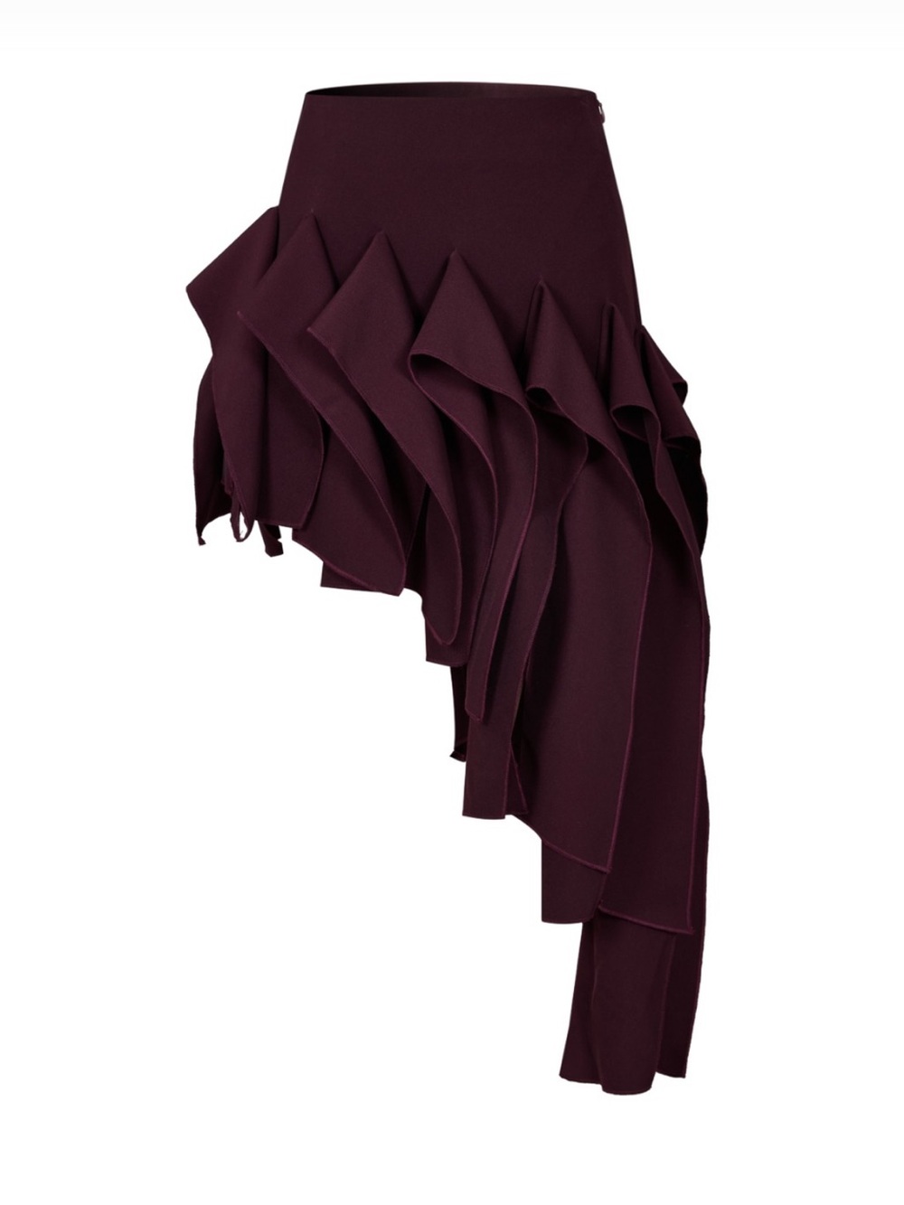 Asymmetric Ruffled Midi Skirt